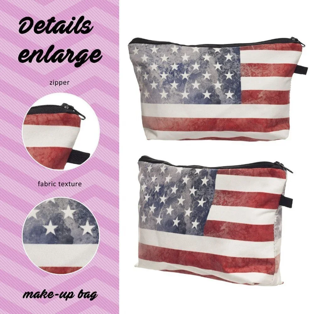 Flag Zipper Design Portable Storage Bag